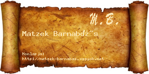 Matzek Barnabás névjegykártya